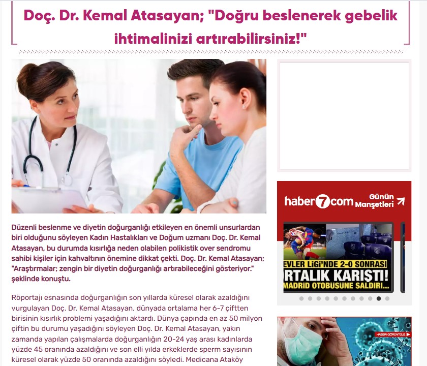 Doç. Dr. Kemal Atasayan – Kadın Hastalıkları, Doğum ve Tüp Bebek Uzmanı